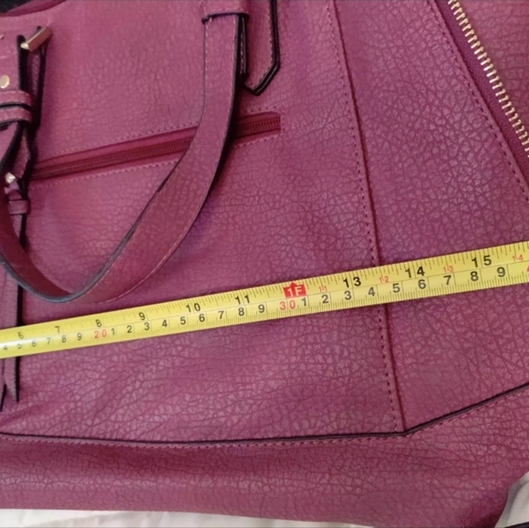 Maurice's Large Maroon Pebbled Faux Leather Work Bag Tote, Expandable Purse - Picture 8 of 11